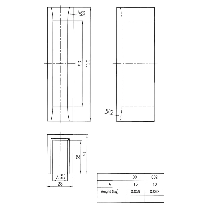 Revestimento do patim guia do elevador 120x16 10mm, peças para elevadores, acessórios para elevadores